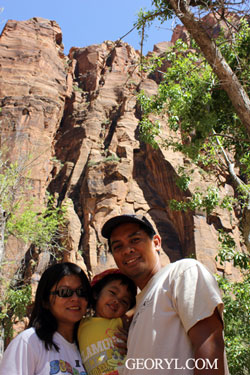 A Pose Before the Hike at the Temple of Sinawava Trail, Zion National Park, Utah